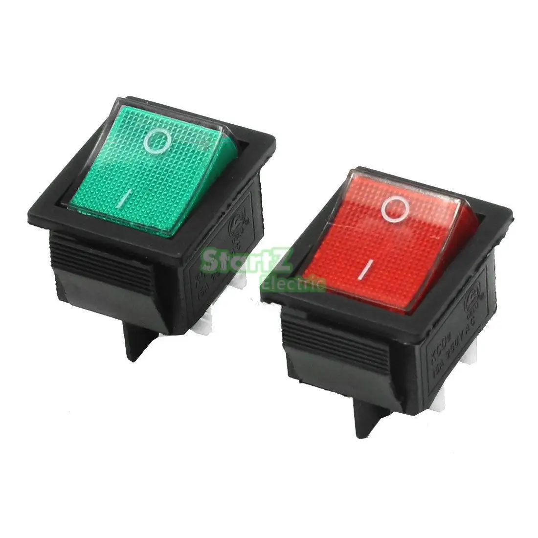 

2 Pcs AC 250V 15Amp ON/OFF 4 Pin Green+Red Indicator DPST Snap in Rocker Switch
