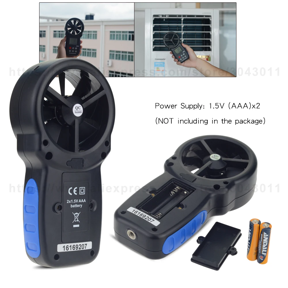 Бесплатная доставка Многофункциональный портативный цифровой анемометр