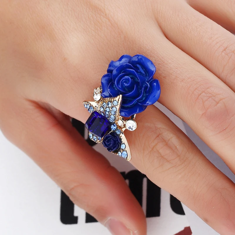 Цветочные Регулируемые кольца для женщин, модные элегантные ювелирные изделия в виде бабочки, бижутерия, кольца Bague Femme, свадебные Коктейльные Вечерние кольца