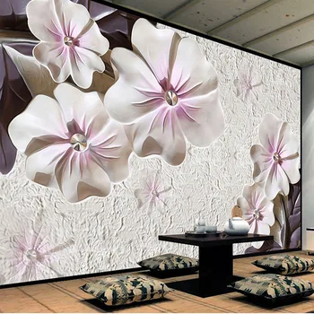 

3D Stereoscopic Flowers Jewelry Photo Mural Wallpaper Living Room Bedroom Backdrop Wall Decor Classic Non-Woven Mural Wallpapers