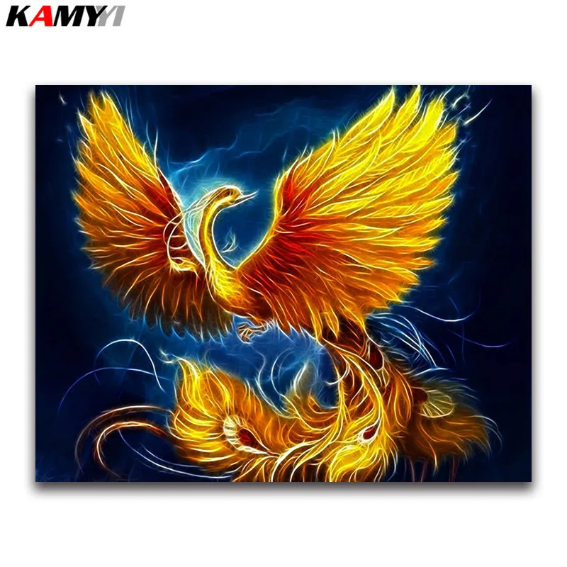 

Full Square Diamond embroidery Phoenix Fantasy 5D DIY Diamond painting Cross stitch Sun god Round Diamond mosaic Cartoon bird 02