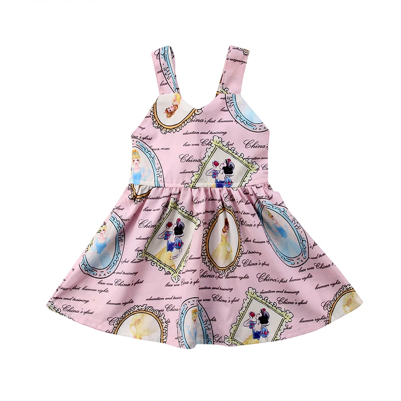 

Princess Newborn Toddler Baby Girl Dress Sleeveless V-neck Snow White Cartoon Formal Pageant Party Dresses Clothes 0-3Y