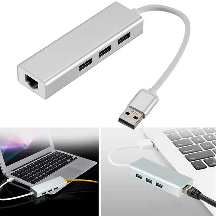 Алюминиевый сплав USB3.0 гигабитный сетевой адаптер 0C-85C с 10/100/1000 M 3 портами NIC+(Бесплатный привод)-10C-95C концентратор