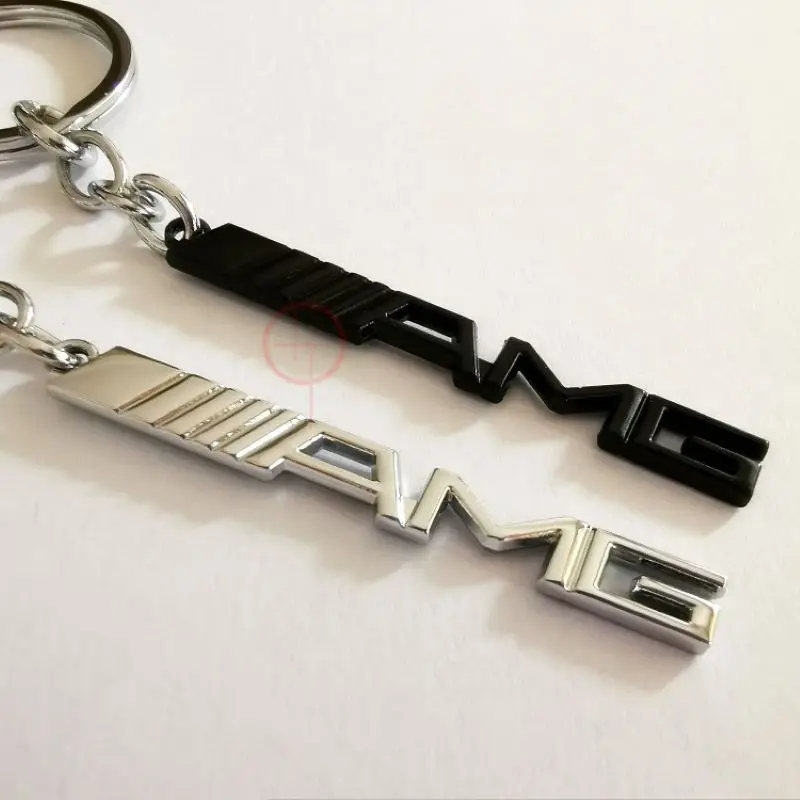 

Creative metal fashion Mercedes AMG keychain Black and white two-color personalized creative metal keychain Y-339