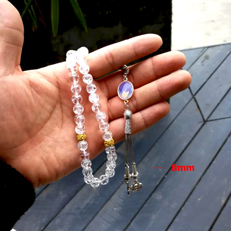 

Burst crystal Tasbih 33 66 99 beads Lady bangles for women misbaha Opal tassel Women's bracelet Unique design jewellery