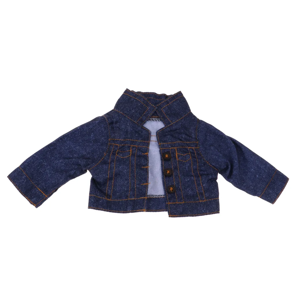 Fashion Doll Garment Denim Jacket Coat For 16 inch Salon Doll Outfit Accessory