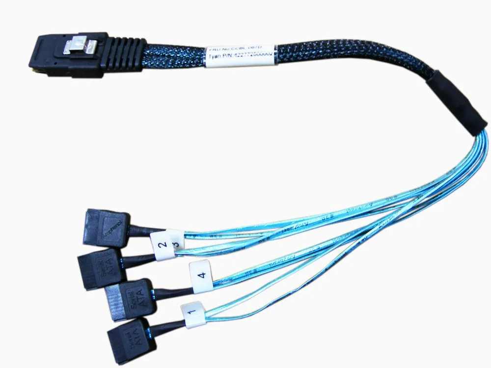 

Бесплатная доставка, Высококачественный новый кабель MiniSAS 36Pin SFF-8087 to 7Pin 4 SATA 34 см, кабель для передачи данных, хороший и новый
