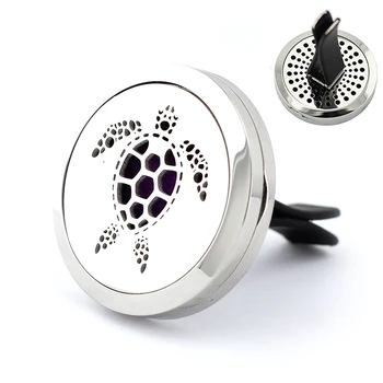 

30mm Stainless Steel turtle car aromatherapy aroma essential oil diffuser pendant locket vent clip for car