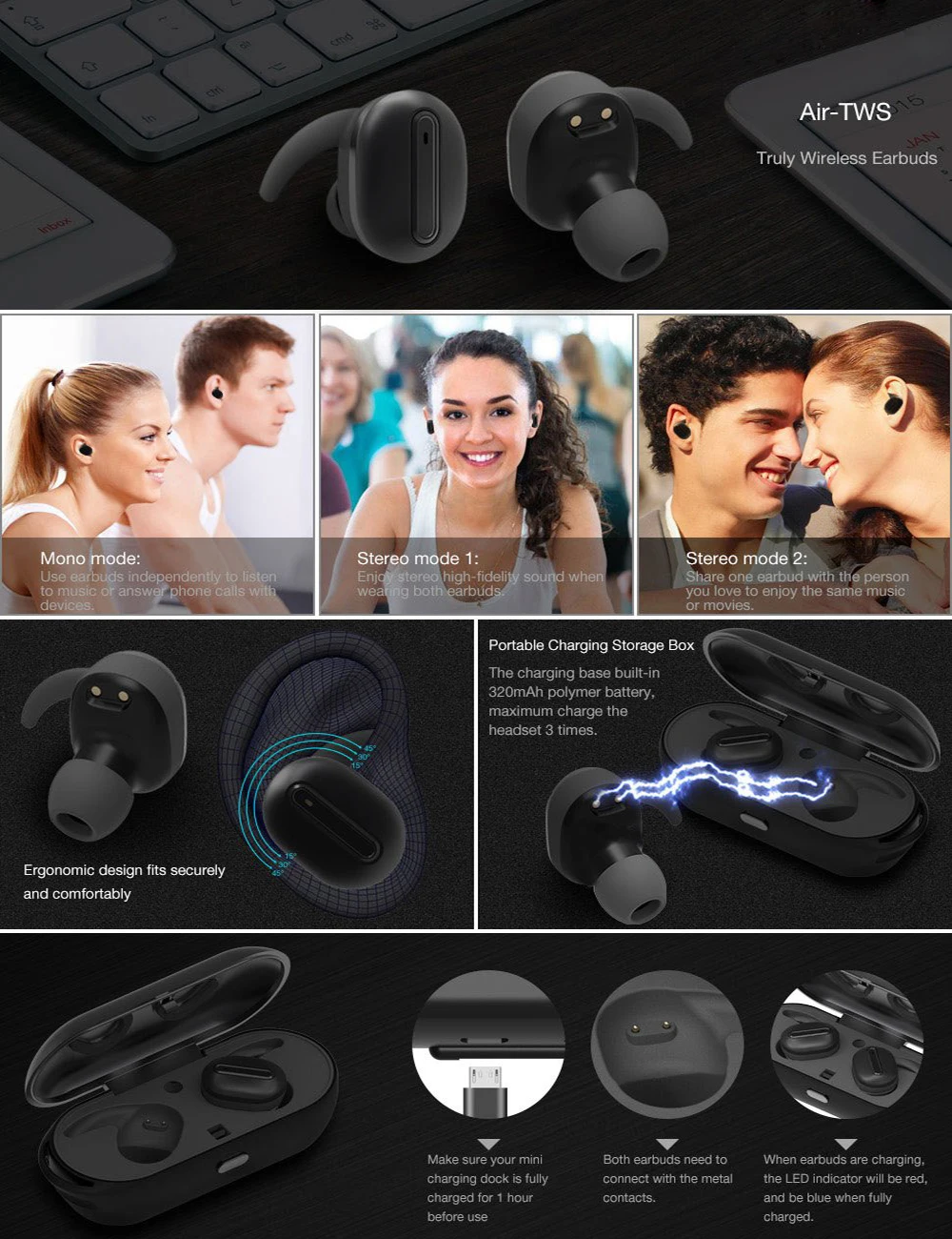 Список Air-TWS Mini 4,2 Bluetooth гарнитура стерео гарнитура беспроводная Bluetooth гарнитура оригинальная зарядная коробка