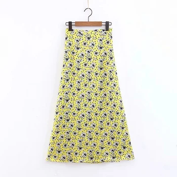 

Flower Printing Women A-Line Skirt Casual Lady Long Skirts Elegant Fashion Femme Loose Streetwear P936