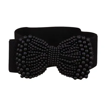 

#5 DROPSHIP 2018 NEW HOT Fashion Lady Bowknot Stretch Elastic Wide Belt Pearl Waist Belt Freeship
