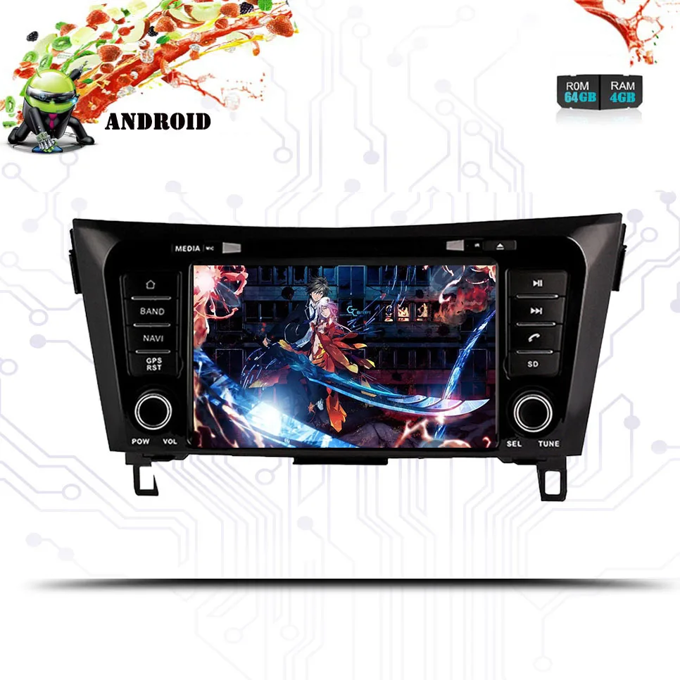 Excellent 4+64G android 9.0car dvd gps player for Nissan Qashqai X-Trail 2014-18 with car radio video player navigation car stereo System 1