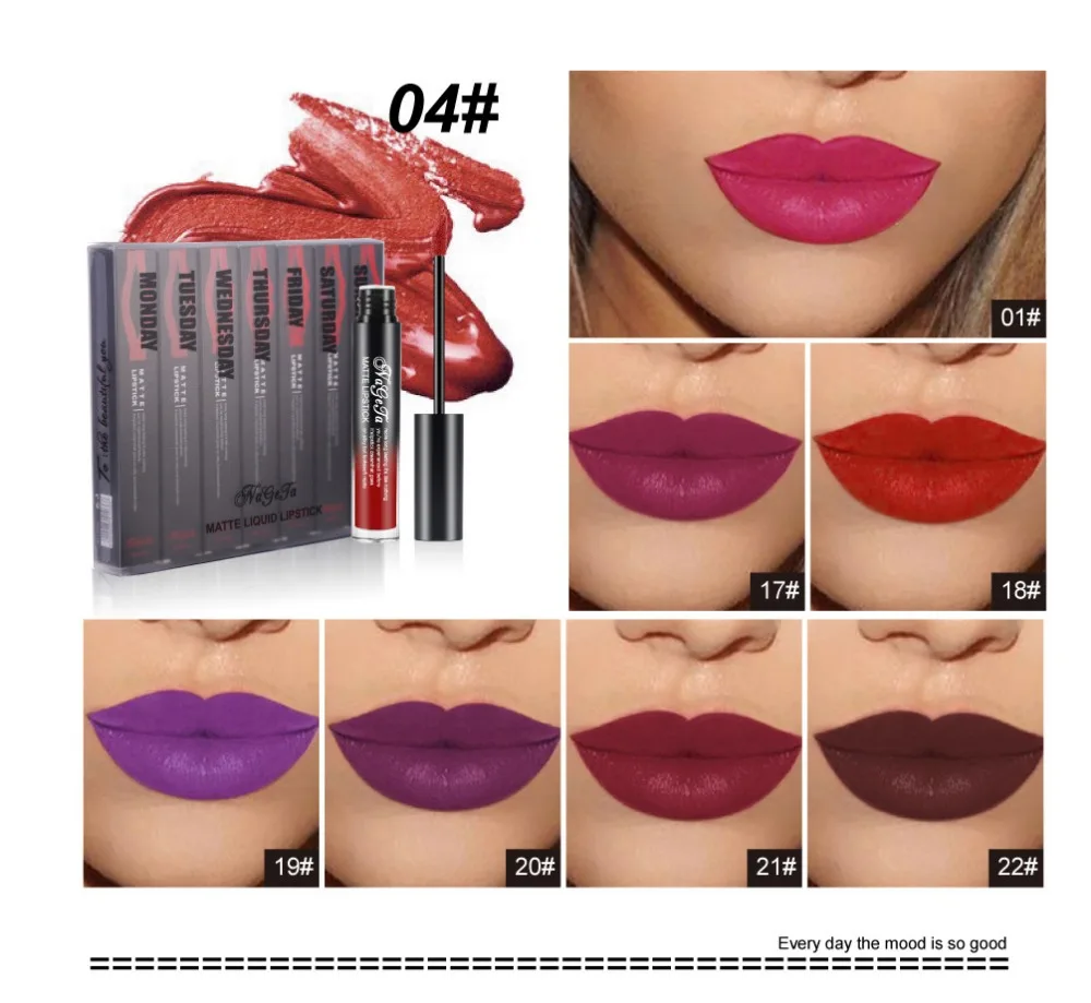 

7 Color Liquid Lipstick Waterproof Mate Red Lip Long Lasting Makeup Metallic Gloss Make Up Nude Lip Stick Matte Lipstick