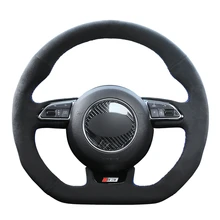 Housse de volant en daim noir, pour Audi S1 8X S3 8V Sportback S4 B8 Avant S5 8T S6 C7 S7 G8 RS Q3 8U SQ5 8R
