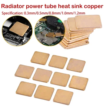 10pcs/lot 20x20mm 0.3mm to 1.2mm DIY Copper Shim Thermal Pad Heatsink Heat Sink Sheet For Laptop GPU CPU VGA Chip RAM Cooling