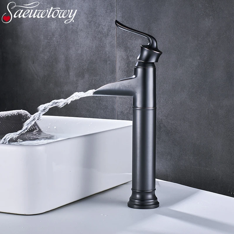 

ORB Waterfall Bathroom Basin Faucet Single Handle Faucets Hot and Cold Water Mixer Faucet Without Cover Long Style Bathtube