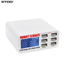 BTOD 6 Ports USB Charger 30W LCD Display Real Time Fast Charging For iPhone Plus iPad Samsung Huawei ZUK Nexus ASUS AC Adapter