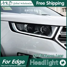 AKD Автомобиль Стайлинг для Ford Edge фары- край светодиодный светодиодные дневные ходовые огни на передних фарах Биксеноновые линзы Высокий Низкий Луч парковки