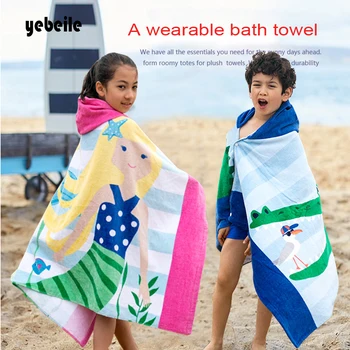 

Yebeile Cartoon Kids Hooded Beach Towel Blanket Cotton Super Absorbent bathtowel Bath SwimPool Towel Cape Cloak Children's towel