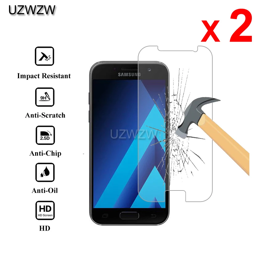 

2pcs Premium Tempered Glass For Samsung Galaxy A3 2017 Protective Tempered Glass Screen Protector For Samsung A3 2017 Glass
