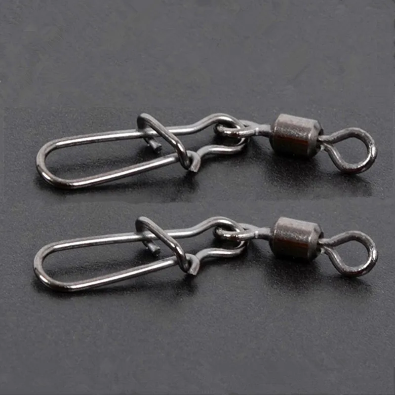 50pcs/lot Fishing Hook Brass Fishing Swivel Rolling Swivel With Snap