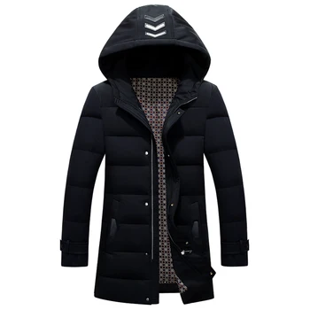 

White Duck Down Jacket Men Warm Hooded Long Mens Winter Parkas Thick Men's Jackets Solid Down Coat Casaco Masculino JK-1218