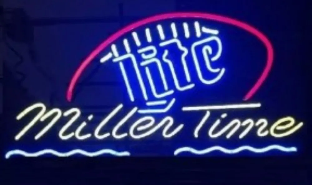 На заказ Miller Time СТЕКЛО Неоновый свет знак пивной бар