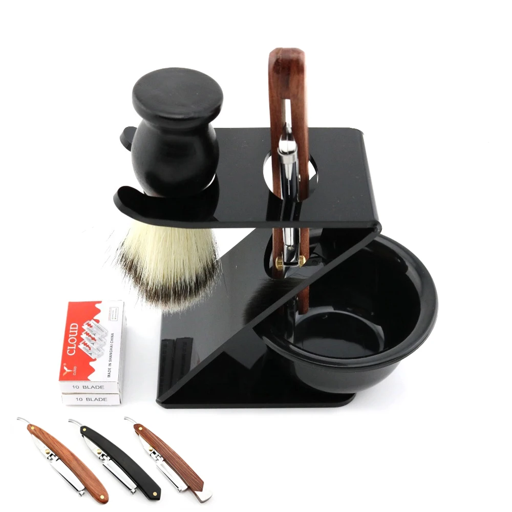 

Lyrebird Polish silver Straight Razor Replaceable blade shaving razor + 20PCS blades + holder + Brush + bowl Simple packing NEW