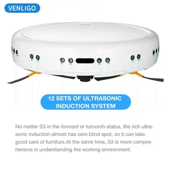 

Intelligent Robotic Vacuum Cleaner for Home Bio-inspired ultrasoic sensing APP Control Household Robot Aspirator S3