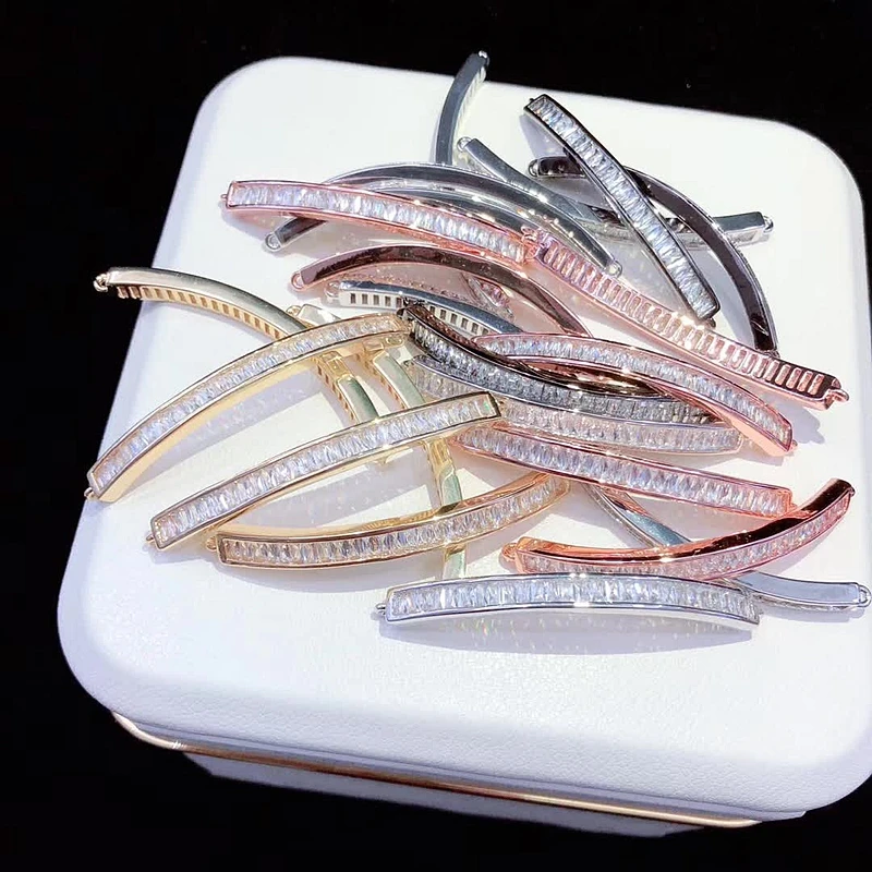 6 шт. ZYZ-B9620 Micro Pave CZ Циркон изогнутая перекладина инструменты для наращивания волос для женщин браслет