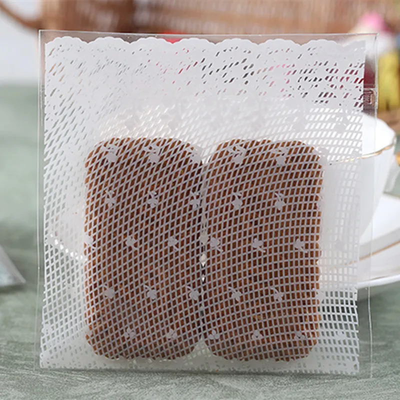 

100pcs White Lace Plastic Bags Cookie&Candy Bag Self-Adhesive for Wedding Birthday Party Gift Bag Biscuit Baking Packaging Bag
