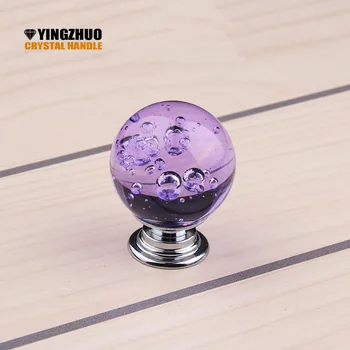 

30mmx40mm 10pcs Colorful K9 Crystal Bubble Ball 30mm Handle Knob Furniture Drawer Cabinet Door Handles Knobs Yz-2011-purple