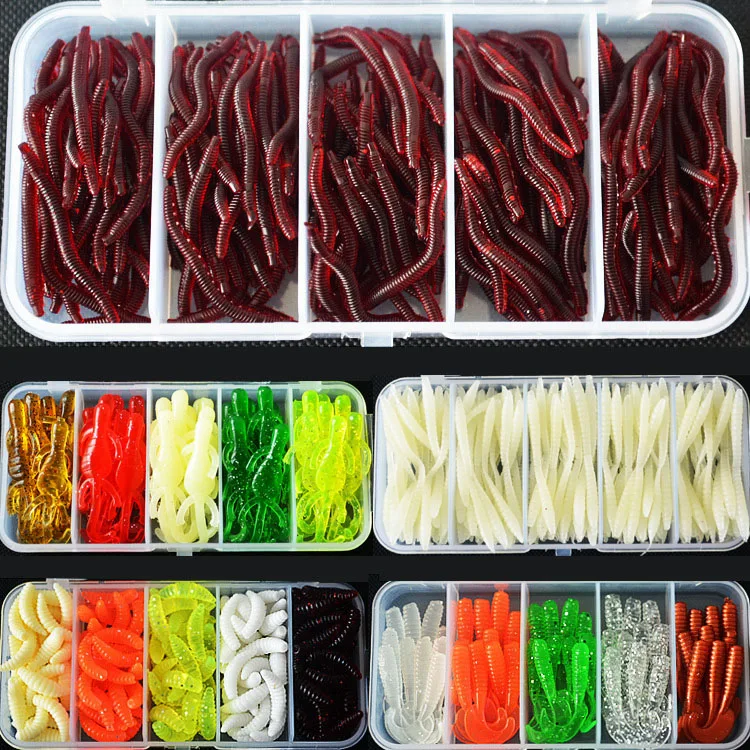 

Free Shipping Artificial Soft Fishing Lure Shad Silicone Worm Bait Set Easy Shiner Lure Kit Strong Flshy Smell YU011
