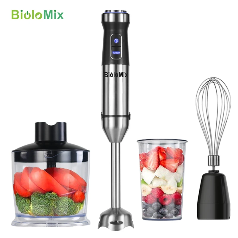 

Biolomix 4 in 1 1100W High Speed Immersion Hand Stick Blender Juicers Mixer Kitchen Detachable Egg Beater