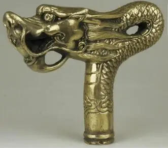 

SUIRONG---1009+++ Superb Vintage Collection Old Handmade Brass Tiger Statues Crutch HandlE