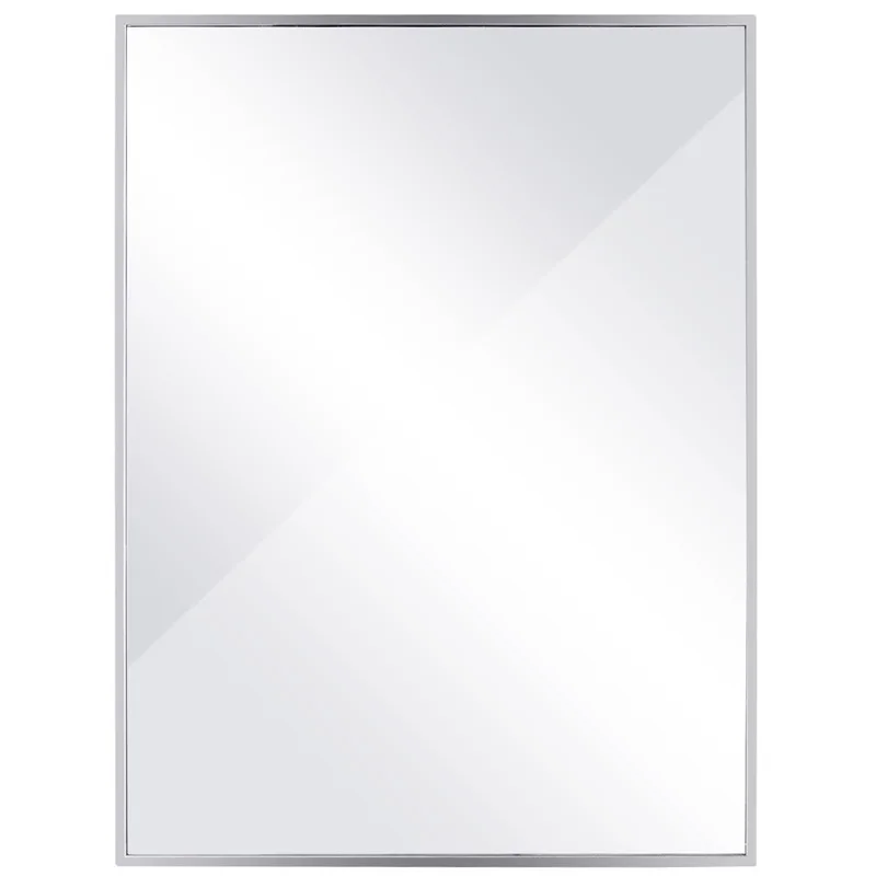 إطار من الاستانلس ستيل العائمة الزجاج مستطيلة مرآة حائط حمام مرايا HW60316