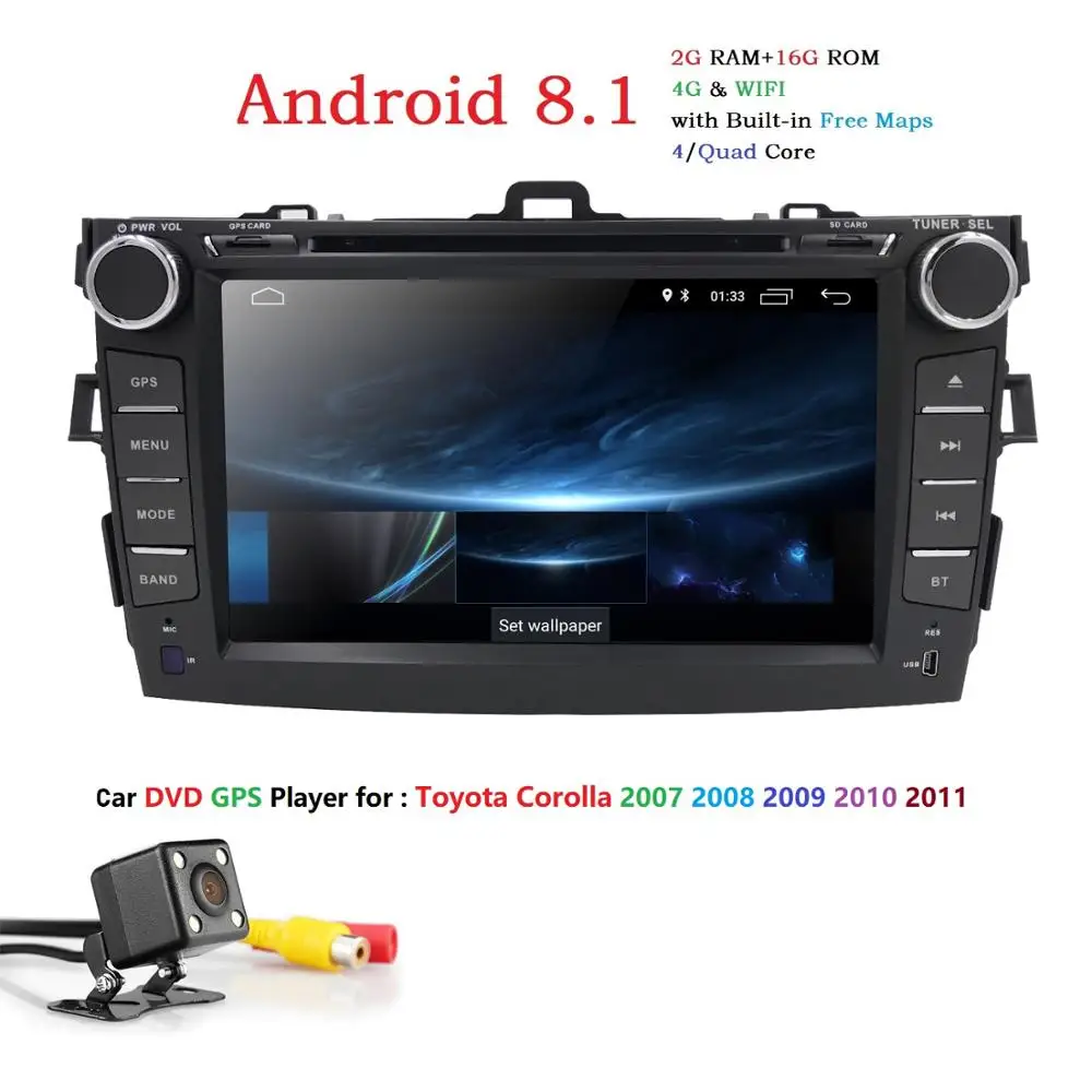 

android 9.0 8227L car dvd gps navigation for Toyota corolla 2007 2008 2009 2010 2011 car dvd radio gps stereo