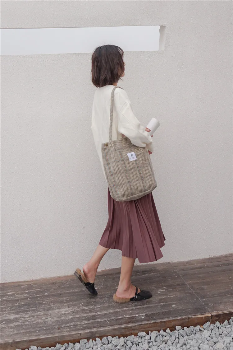 women bags shopping bag plaid women's handbag (6)