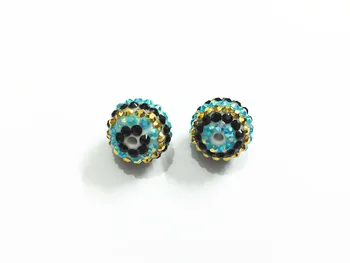 

Newest !! 20mm 100pcs/lot Blue /Black / Gold Stripe Resin Rhinestone Ball Beads,Chunky Beads For Kids Jewelry Making
