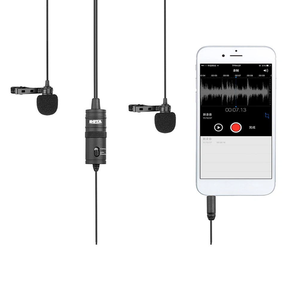 Проводной микрофон BOYA M1DM для камеры смартфона конденсаторный записи голоса
