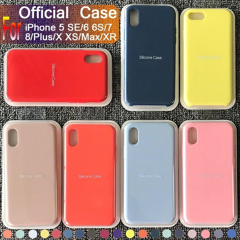 

Official Original Silicone Case For iphone 7 8 Plus 6S 6 Plus Silicone Case For iphone X XS Max XR Apple Cover Back CoveWith Box