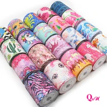 Q& N пользовательские блесток ленты Блестящий мультфильм 3 ''ленты DIY материалы заколки аксессуары Свадебная вечеринка украшения 50 ярдов