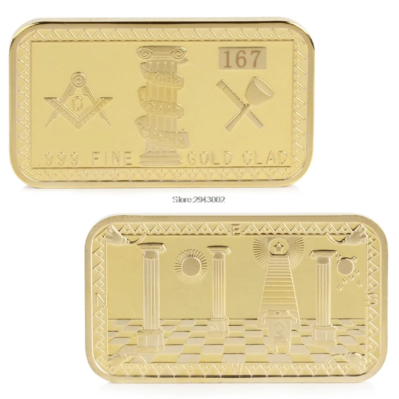 

Gold Plated Masonic Commemorative Challenge Coin Collection Collectible Physical
