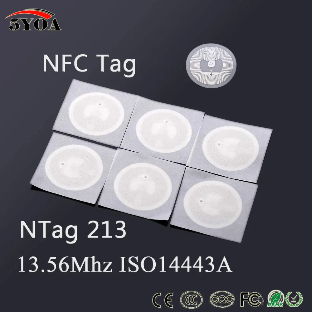 

5YOA 10pcs/Lot NFC TAG Sticker 13.56MHz ISO14443A NTAG 213 Key Tags llaveros llavero Token Patrol Label RFID Tag Badge