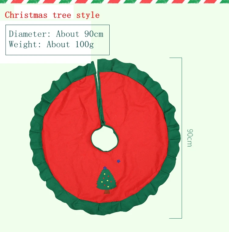 90 см Высококачественная Красная рождественская елка юбка ковер вечерние украшения Рождественское украшение для дома Нетканая Рождественская елка юбка фартуки - Цвет: 2