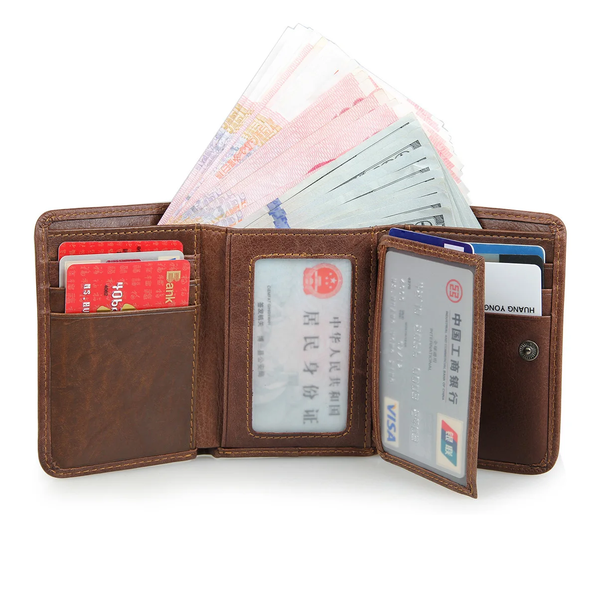 GENODERN 100% Top Cow Leather Men Wallet Vintage Korea Multifunctional Male Purse RFID Anti-magnetic  Leather Wallet 5