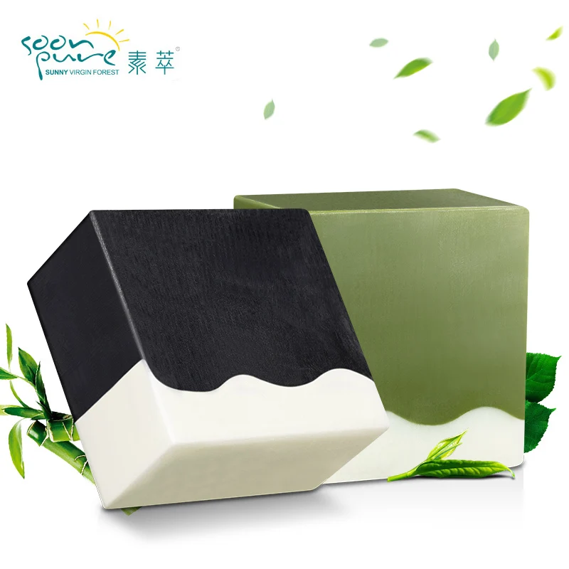 

SOONPURE New Bamboo Charcoal Matcha Facial Soap Cleanser Black Head Remover Acne Treatment Oil Control Whitening Skin Care Face