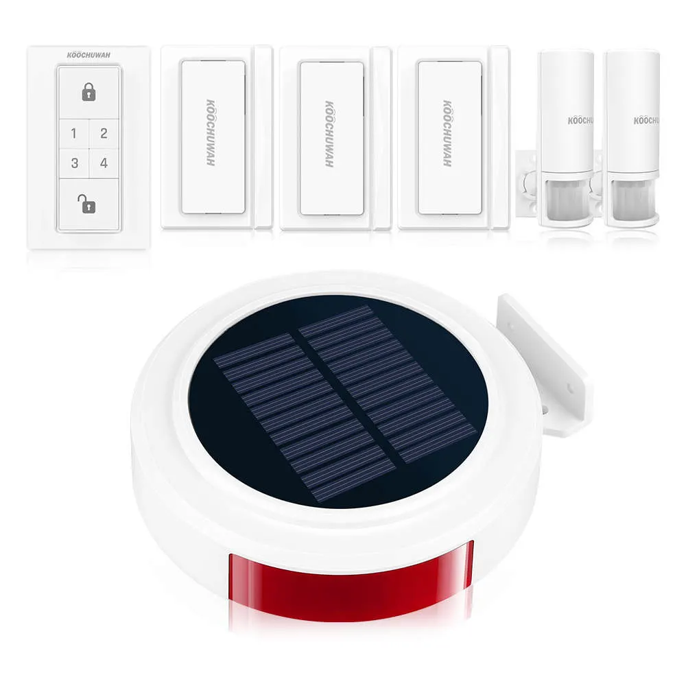 GSM Alarm Wireless Alarm Systems Security Home Solar Powered SMS Push Auto Dail With PIR Motion Sensor Door Sensor for Home/RV