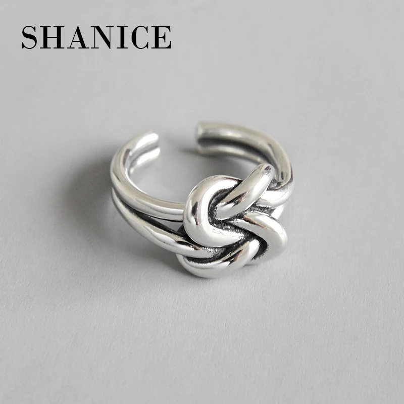 

SHANICE Big Knot Retro Real 925 Sterling Slive Ring Good Luck Simple Ring Finger Rings for Women Special Design Fashion Party