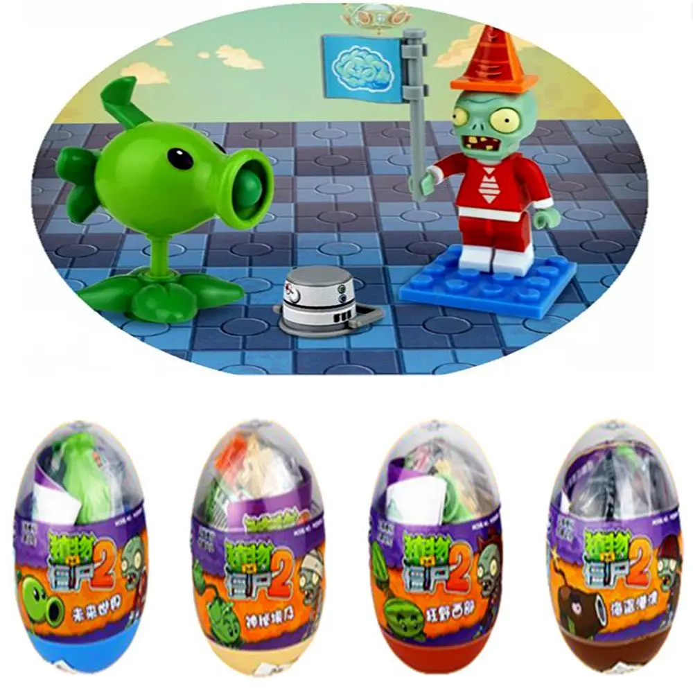 

1 pcs Plants vs Zombie Eggs Shoot Pea Seed Watermelon Striker Building Block Pvc Model Birthday Present Kid Gift Toy